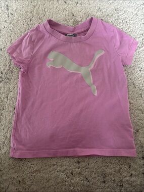 Puma Pink 3T Short Sleeve Tee with Metallic Logo